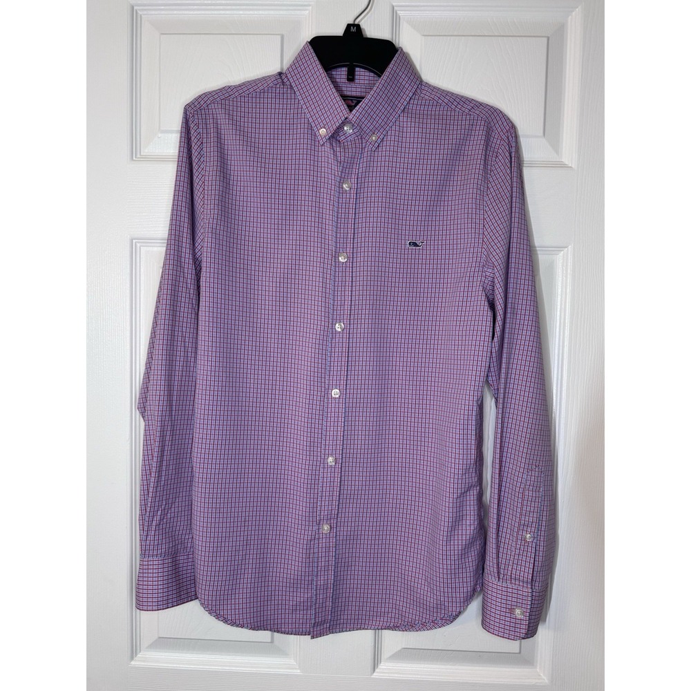 Vineyard Vines Men's Long Sleeve Slim Fit Button-Up, Sz Small, Blue and Pink